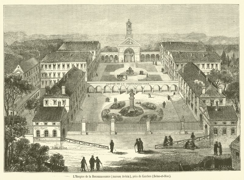 Hospice de la Reconnaissance，Brezin 房子，靠近 Garches，Seine-et-Oise（雕刻） 作者 法语学校