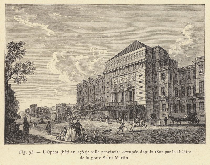 歌剧院，建于 1781 年，自 1802 年起被圣马丁门剧院占用（雕刻） 作者 法语学校