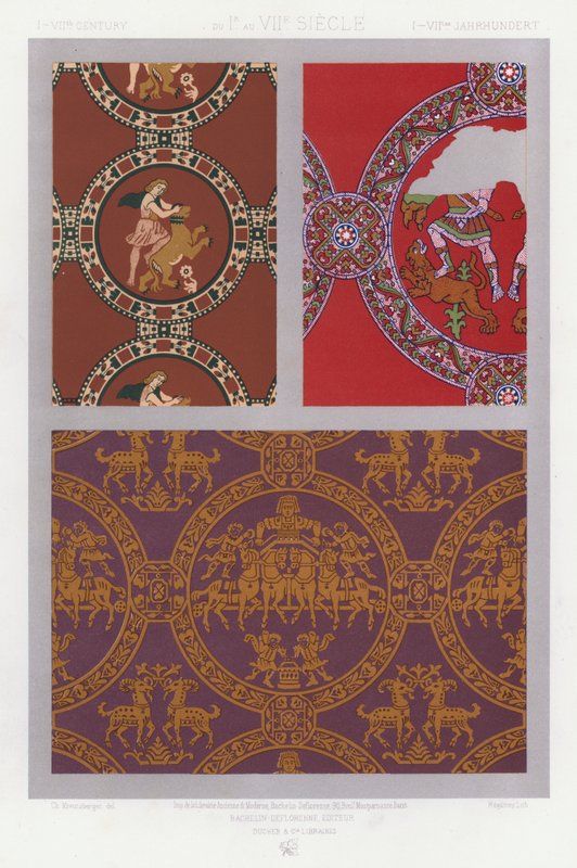 The Ornament of Fabrics: I-VIIth Century, from the Ir to the VIIth Century, I-VIIth Jahrhundert (color litho) 作者 法语学校