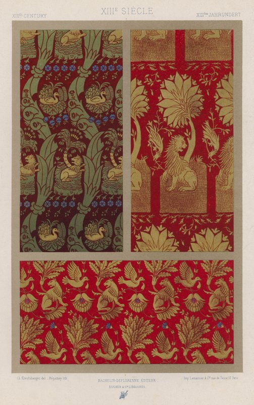 织物装饰：XIIIth Century，XIIIth Century，XIIItes Jahrhundert（彩色石版画） 作者 法语学校