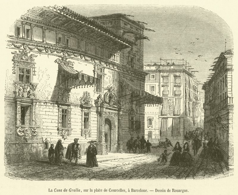 La Casa de Gralla，位于巴塞罗那的库尔塞勒广场（Place de Courcelles）（雕刻） 作者 法语学校