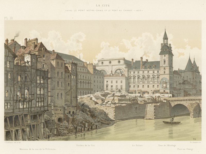 城市，在Notre-Dame桥和Pont au Change之间，1800 作者 法语学校