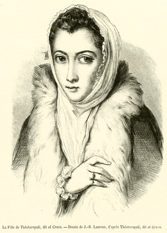 Theotocopuli 的女儿，被称为 el Greco（雕刻） 作者 法语学校
