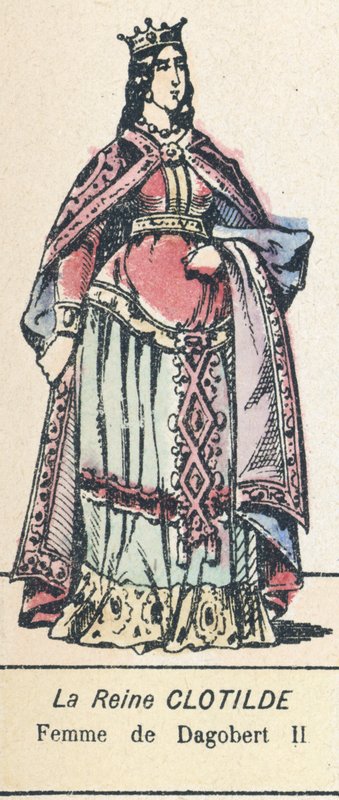 达戈贝尔二世的妻子克洛蒂尔德王后（彩色版画 作者 法语学校