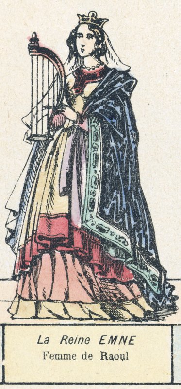 La Reine Emne, Femme de Raoul (coloured engraving) 作者 法语学校