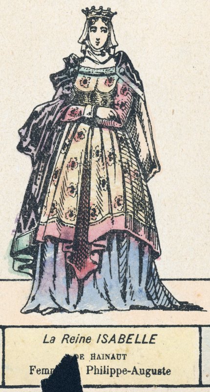 腓力-奥古斯都的妻子、海诺特的伊莎贝拉女王（彩色版画 作者 法语学校