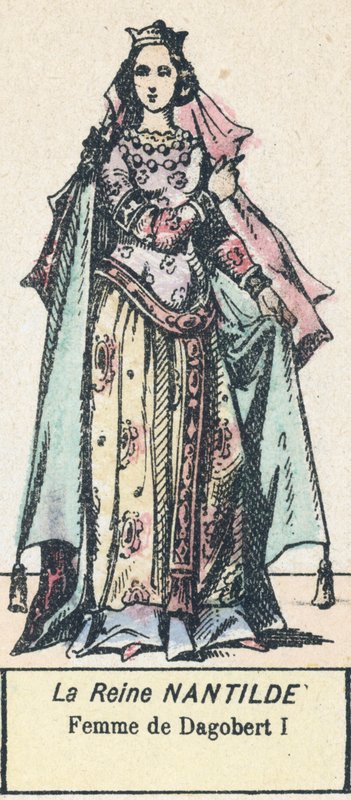 La Reine Nantilde, Femme de Dagobert I (coloured engraving) 作者 法语学校