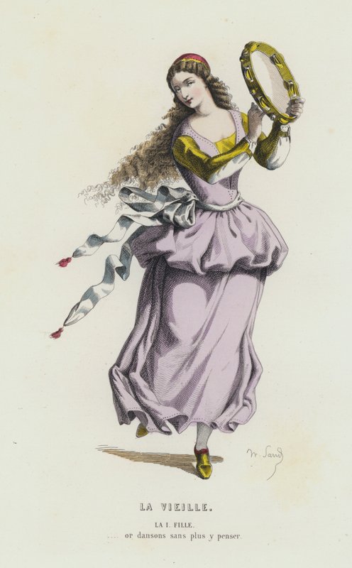 La Vieille（彩色雕刻）。 作者 法语学校