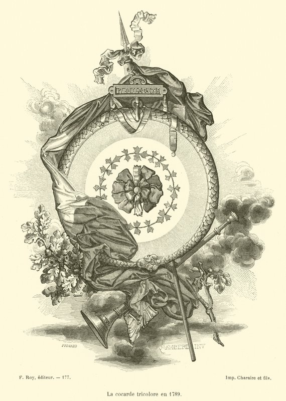 La cocarde tricolore en 1789 (engraving) 作者 法语学校