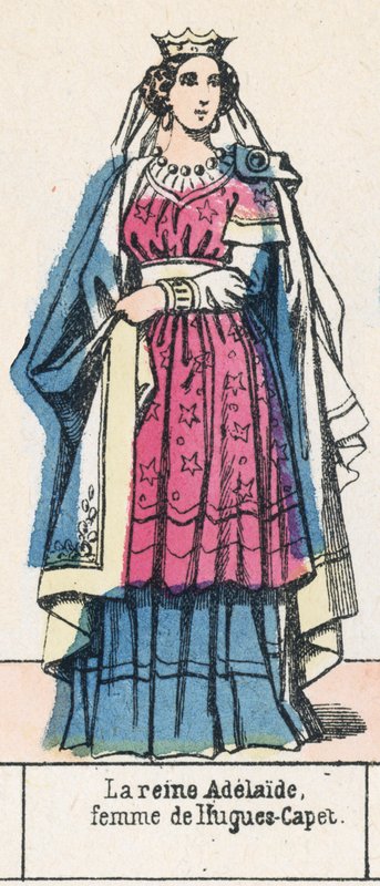 La reine Adelaide, femme de Hugues-Capet (coloured engraving) 作者 法语学校
