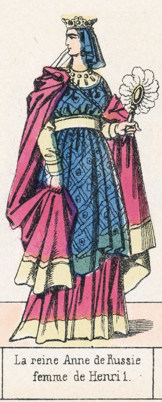 亨利一世的妻子--俄罗斯的安妮女王（彩色版画 作者 法语学校