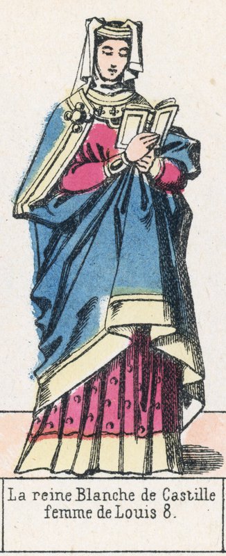 La reine Blanche de Castille, femme de Louis 8 (coloured engraving) 作者 法语学校