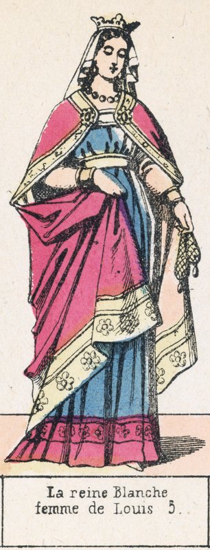 La reine Blanche, femme de Louis 5 (coloured engraving) 作者 法语学校