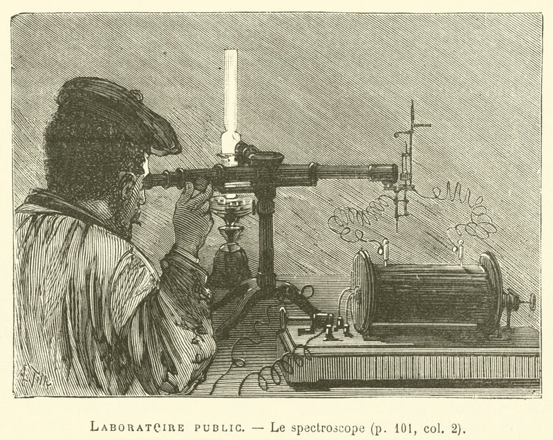 Laboratoire public, Le spectroscope (engraving) 作者 法语学校
