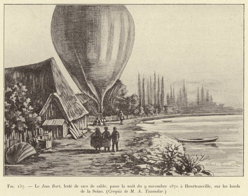1870 年 11 月 9 日晚上，带着沙袋压舱物的 Le Jean Bart 在塞纳河畔的 Heurteauville 度过 作者 法语学校