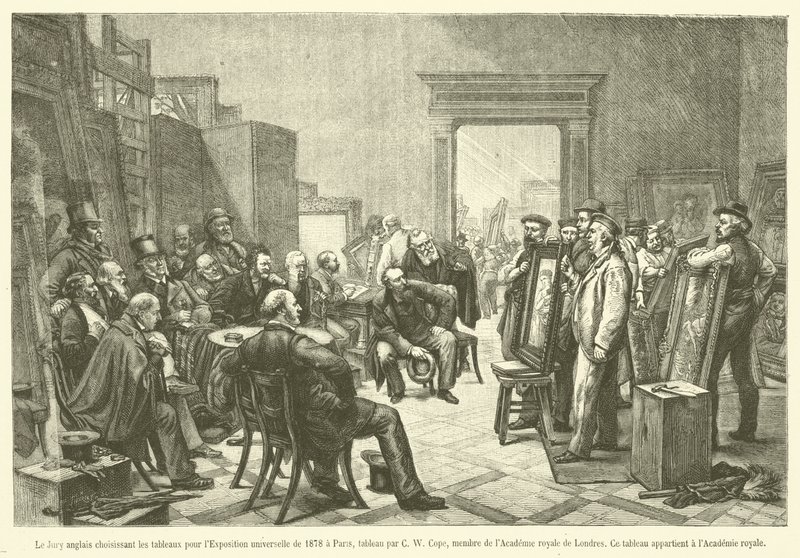 英国评审团为 1878 年巴黎世博会选画（版画） 作者 法语学校
