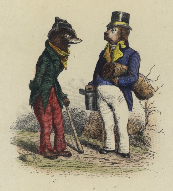 Le Loup Et Le Chien (coloured engraving) 作者 法语学校
