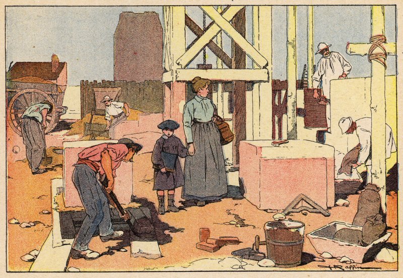 Le Macon, The Mason（彩色石版画） 作者 法语学校