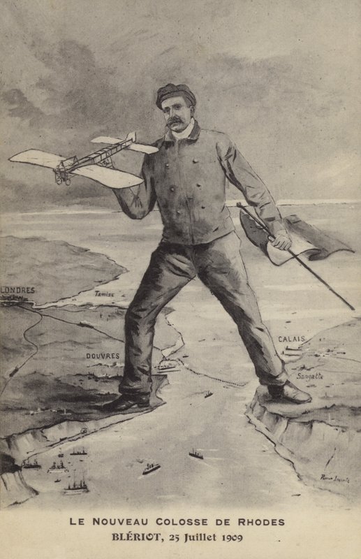 Le Nouveau Colosse De Rhodes，Bleriot，1909 年 7 月 25 日（石版画） 作者 法语学校
