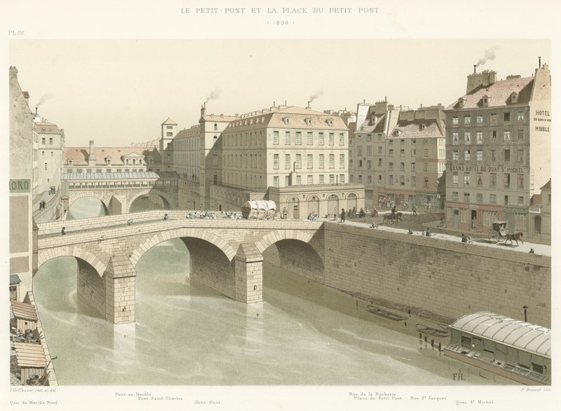 Petit-Pont和Place du Petit-Pont，1830 作者 法语学校