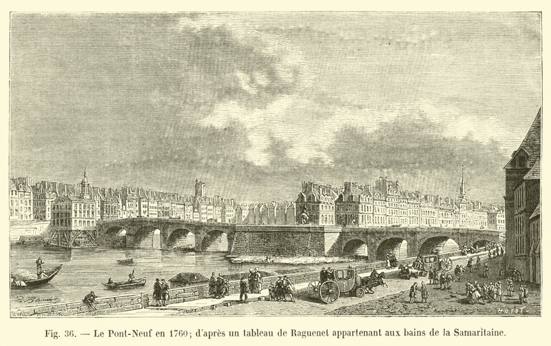 1760年的Pont-Neuf，画了Raguenet，属于Samaritaine的浴室 作者 法语学校