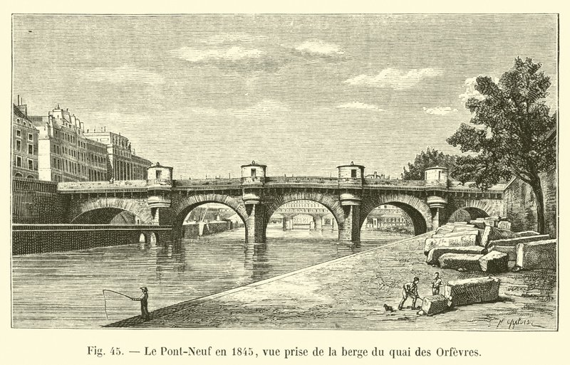 1845年的Pont-Neuf，从Quai des Orfevres河岸看到 作者 法语学校