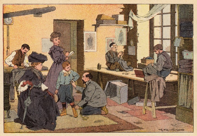 Le Tailleur，裁缝（彩色石版画） 作者 法语学校
