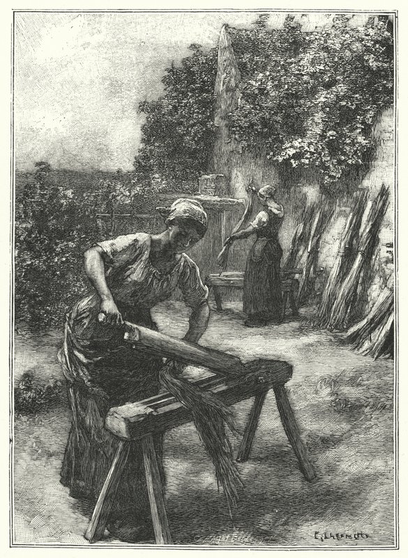 Le Teillage（雕版印刷）。 作者 法语学校