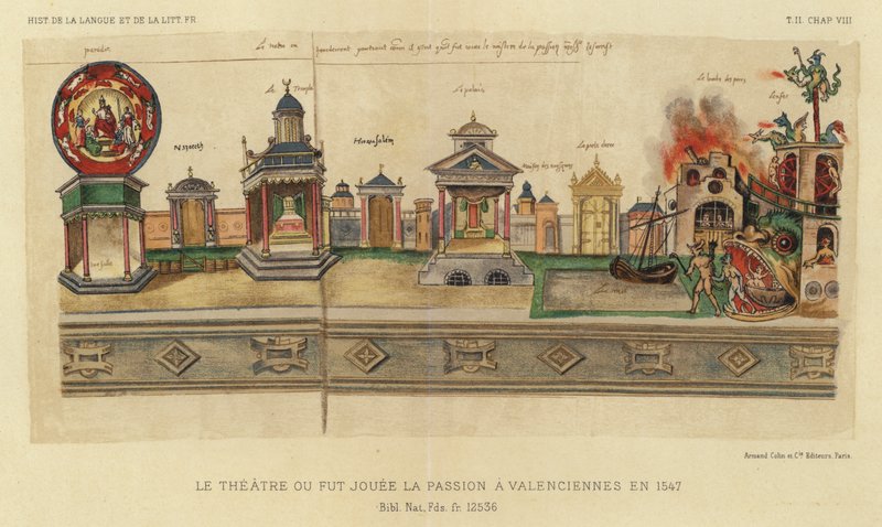 Le Theatre Ou Fut Jouee La Passion A Valenciennes En 1547 (colour litho) 作者 法语学校