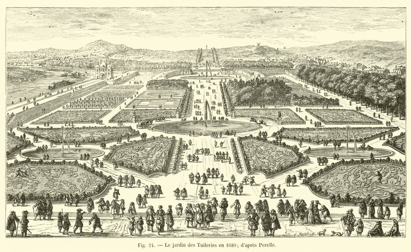杜乐丽花园于1680年; dapres Perelle 作者 法语学校