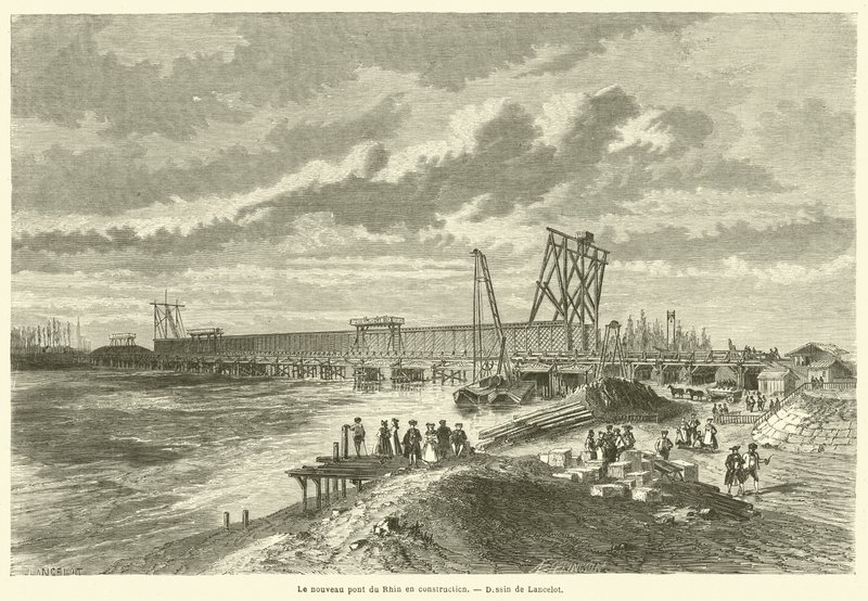 Le nouveau pont du Rhin en construction (engraving) 作者 法语学校