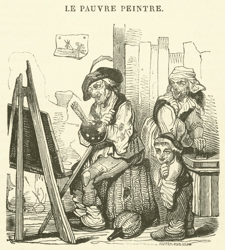 Le pauvre peintre (engraving) 作者 法语学校