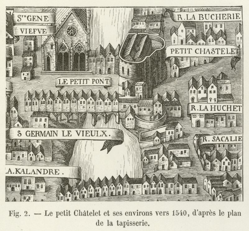 1540年左右的小Chatelet及其周围环境，来自挂毯地图 作者 法语学校
