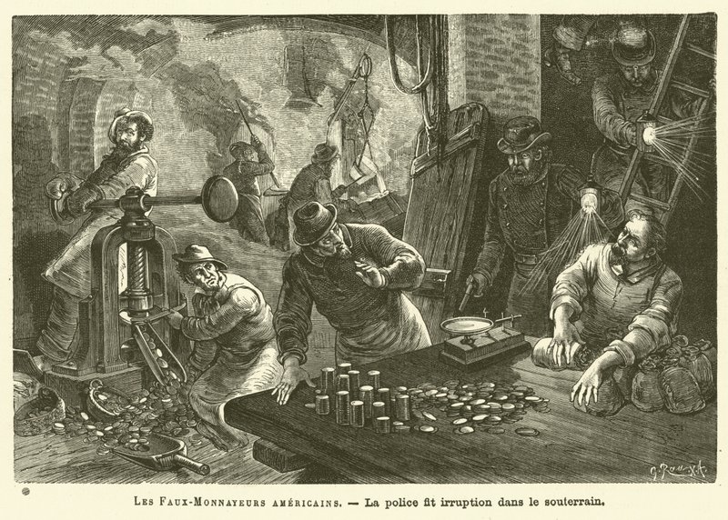 Les Faux-Monnayeurs Americains（雕刻）。 作者 法语学校