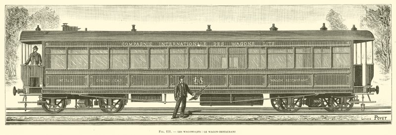 Les Wagons-Lits, le Wagon-Restaurant (engraving) 作者 法语学校