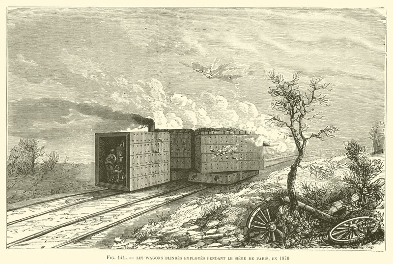 Les Wagons Blindes 在 1870 年巴黎围攻期间雇佣的员工（版画） 作者 法语学校