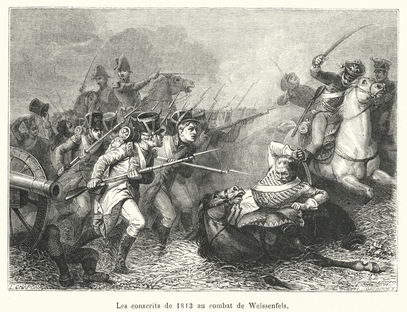 1813 年魏森费尔斯战役中的应征者（版画） 作者 法语学校