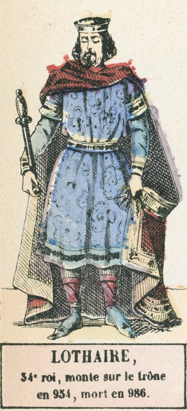 洛塔尔，第34位国王，954年登基，986年去世（彩绘版画 作者 法语学校