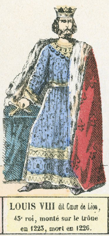 Louis VIII dit Coeur de Lion, 43e roi, monte sur le trone en 1223, mort en 1226 (coloured engraving) 作者 法语学校