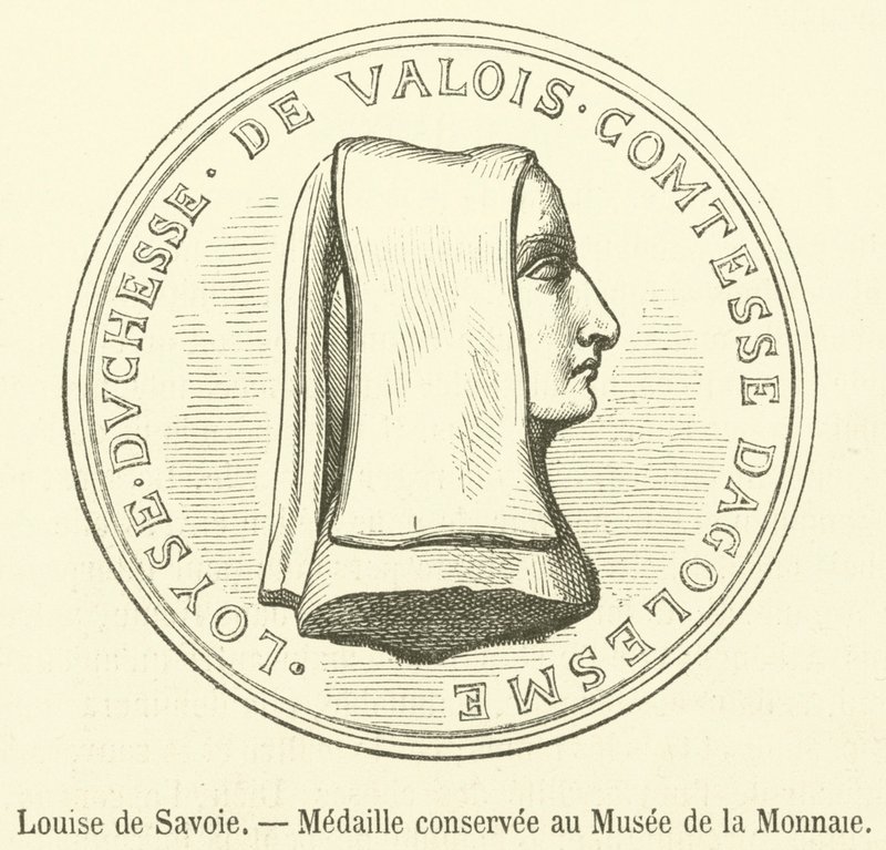 路易丝·德·萨瓦 (Louise de Savoie) 奖章保存在造币厂博物馆 (雕刻) 作者 法语学校