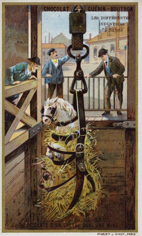 Lowering a horse into a mine (chromolitho) 作者 法语学校