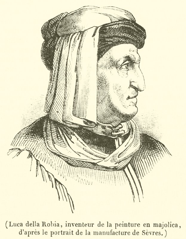 Luca della Robia, inventeur de la peinture en majolica (engraving) 作者 法语学校