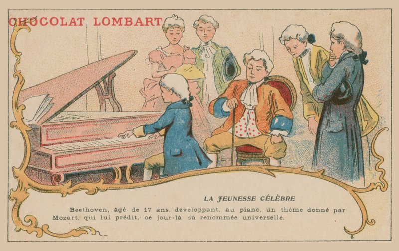 Ludwig van Beethoven在17岁时在钢琴上演奏 作者 法语学校