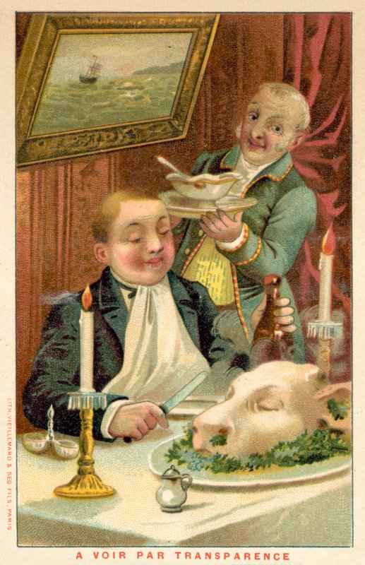 Man eating dinner (chromolitho) 作者 法语学校