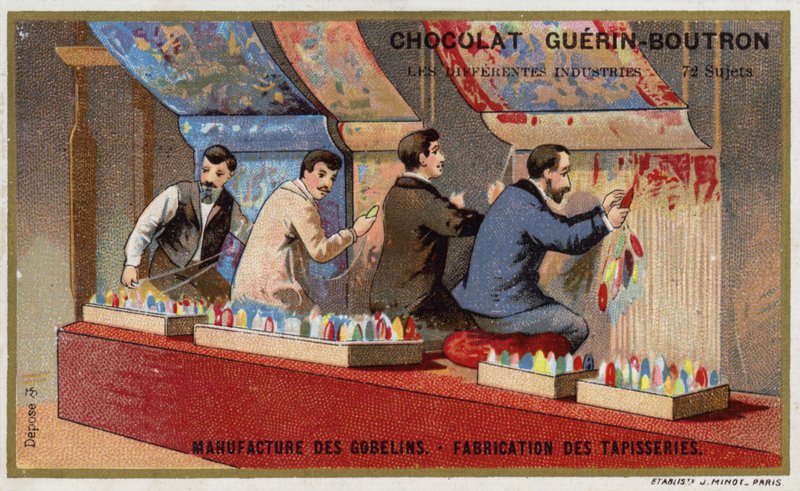 Manufacturing tapestries at the Gobelins Manufactory (chromolitho) 作者 法语学校