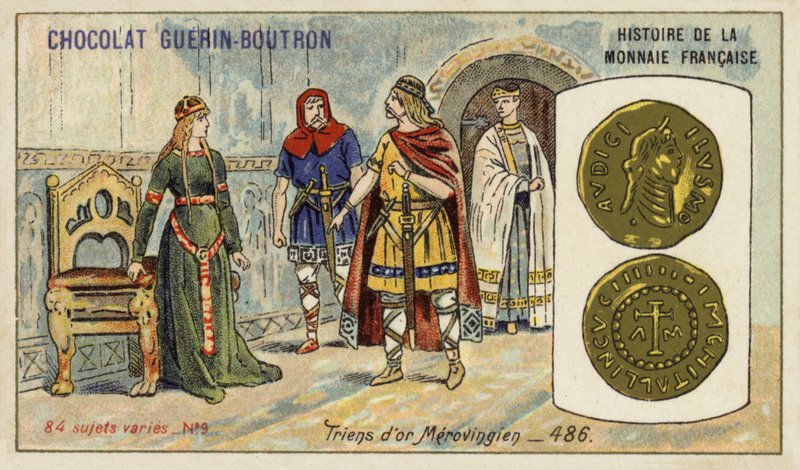 Merovingian gold triens, 486 (chromolitho) 作者 法语学校