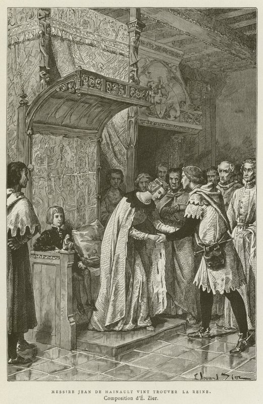 Messire Jean De Hainault Vint Trouver La Reine (engraving) 作者 法语学校