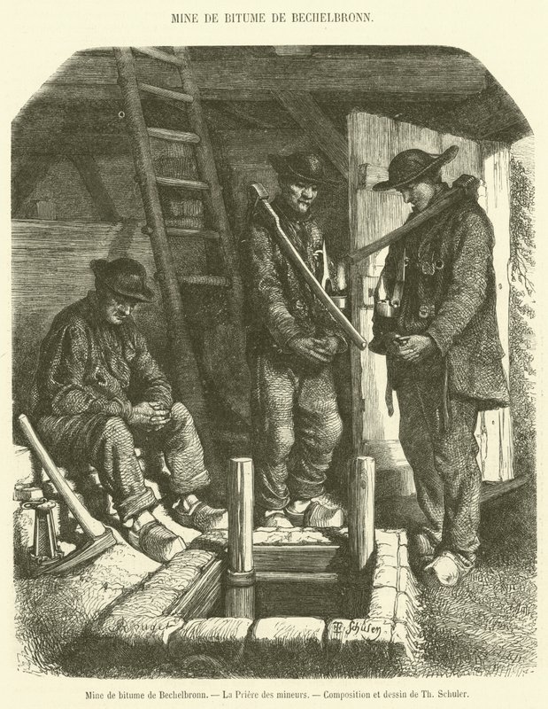 Bechelbronn 沥青矿，La Priere des Mineurs（雕刻） 作者 法语学校