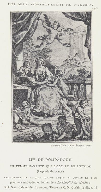 Mme De Pompadour，作为一个有学识的女人照顾书房，时间传奇（石版画） 作者 法语学校