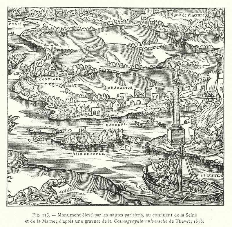 Monument eleve par les nautes parisiens, au confluent de la Seine et de la Marne; d